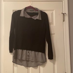 Black sweater with black/white stripe details